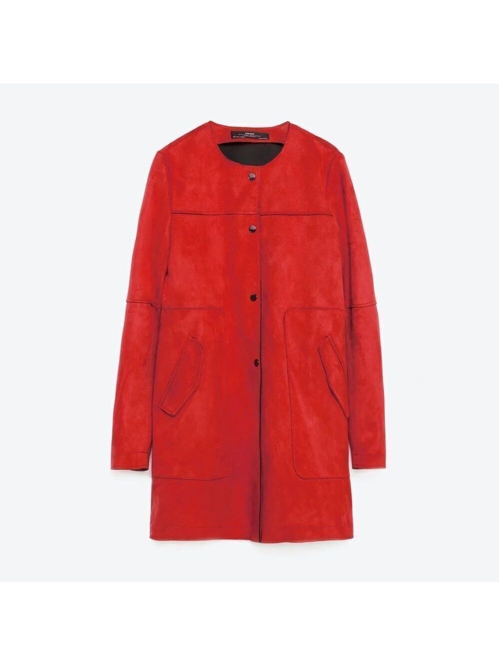 ZARA red faux suede coat Sz L